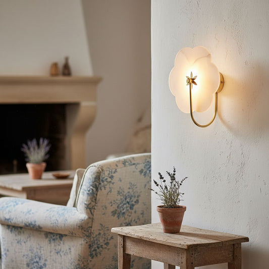 Albi Albast Wandlamp - Gesneden Bloemmotieven Geschikt voor Woonkamers of Slaapkamers