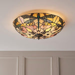 Afbeelding laden in galerijweergave, TF Ashton Tiffany Libelle Motief Tiffany Glas Opbouwplafondlamp - Overgangsstijl voor Slaapkamers en Loungeruimtes