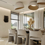 Charger l'image dans la visionneuse de la galerie, Lampe Plafonnier Duo – Luminaire Moderne en Bois Grain et Métal à Montage Affleurant pour Salon et Chambre