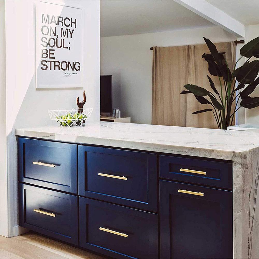 Gold Square Bar Cabinet Drawer Pulls – Modern Gold Cabinet Handles