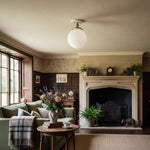 Load image into Gallery viewer, Glorica White Opal Sphere Modern Semi-Flush Light for Bedroom & Entryway