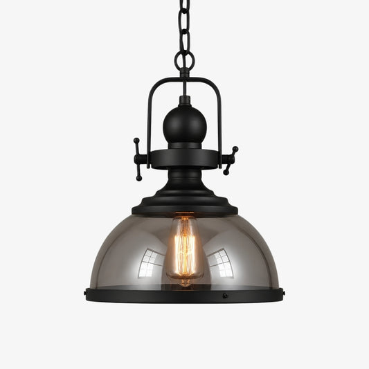Lámpara colgante industrial de metal con vidrio ahumado Ivoran — Adecuada para isla de cocina