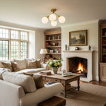 Load image into Gallery viewer, Glorica Glass Chandelier - Brass Globe Ceiling Light with Opal Shade