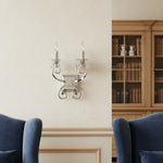 Afbeelding laden in galerijweergave, Talonis Kristal Accent Wandlamp – Gebogen Chroom Armontwerp voor Woon- en Halruimtes