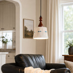 Carica l'immagine nella visualizzazione Galleria, diamond patterned ceramic pendant light in a living room