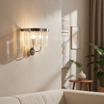 Afbeelding laden in galerijweergave, Beveline Facetgeslepen Heldere Glas Wandlamp - Klassieke metalen wandlamp voor hal en woonkamer