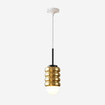 Cargar imagen en el visor de la Galería, Iron Pendant Lamp with Ribbed Shade - Cream Style Light for Bedroom