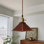 Załaduj obraz do przeglądarki galerii, Leather pyramid pendant lamp above a sideboard by the window