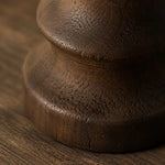 Afbeelding laden in galerijweergave, Close view of the dark carbonized wood base and turned contour