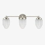 Afbeelding laden in galerijweergave, Tierlux glazen kaptafelverlichting - Art deco badkamerarmatuur met wolkenkrabberlampenkappen