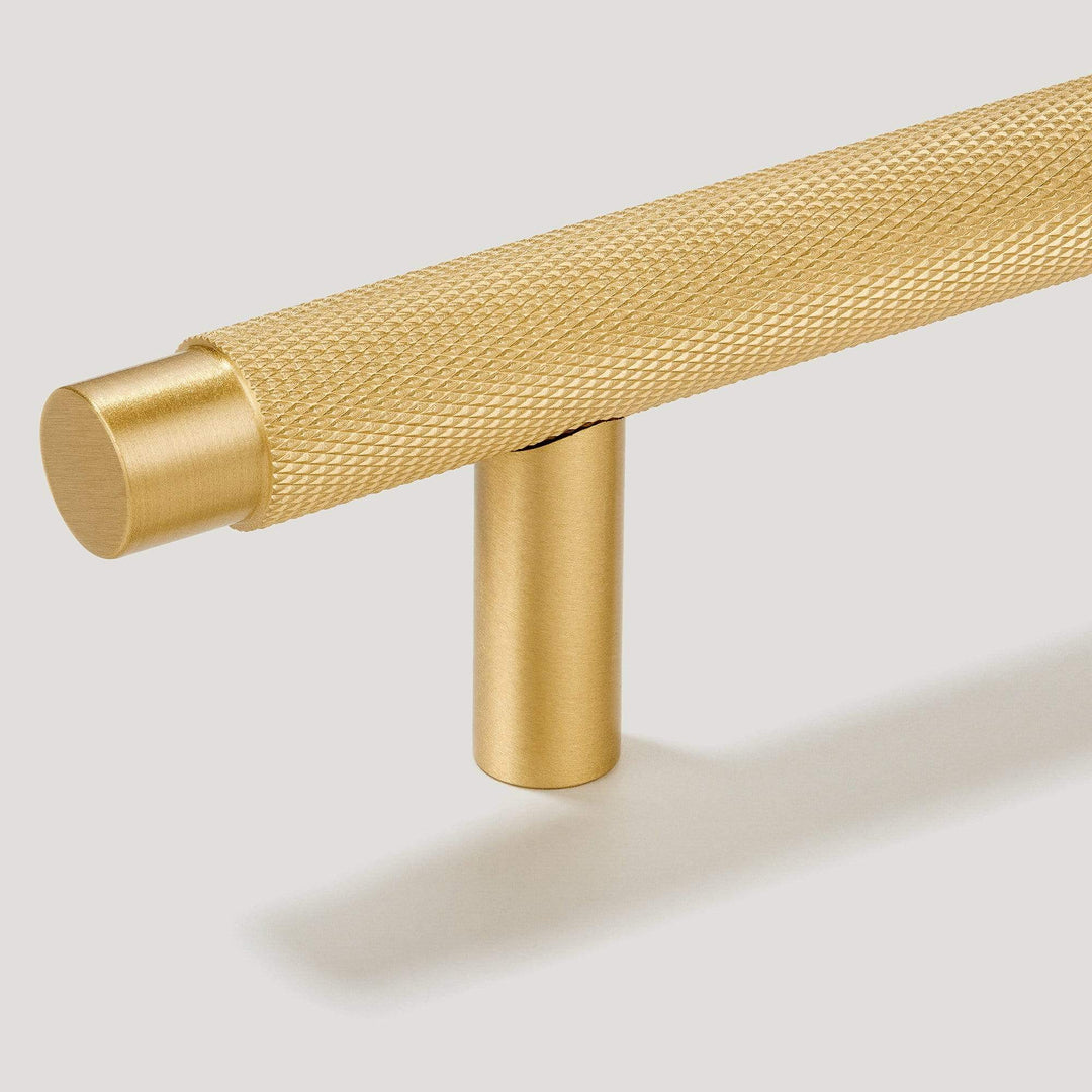 Knurled T-Bar Pulls – Brushed Brass & Steel Handles