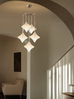 Load image into Gallery viewer, Art Deco Astris Star Chandelier – Frosted Glass Deco Fixture for Dining Room