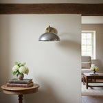 Load image into Gallery viewer, Curva Metal Industrial Wall Sconce - Curved Brass Arm - Hammered Dome Light Fixture