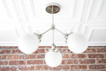 Load image into Gallery viewer, Glorica Glass Chandelier - Brass Globe Ceiling Light with Opal Shade
