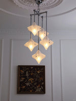 Load image into Gallery viewer, Art Deco Astris Star Chandelier – Frosted Glass Deco Fixture for Dining Room