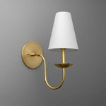 Load image into Gallery viewer, Curva Metal White Linen Sconce - Classic Brass Wall Light for Bedrooms