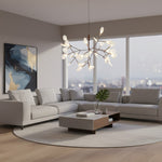 Afbeelding laden in galerijweergave, Floresta artistieke kroonluchter – organisch ontwerp met metaal en acryl voor eigentijdse ruimtes N66