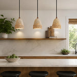Cargar imagen en el visor de la Galería, Three woven pendant lights in kitchen island scene