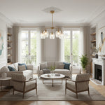 Afbeelding laden in galerijweergave, Brazara Multi-Light glazen kap hanglamp – gebogen metalen armen voor moderne woningen