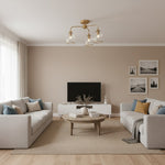 Afbeelding laden in galerijweergave, Brazara Multi-Light glazen kap hanglamp – gebogen metalen armen voor moderne woningen