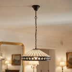Afbeelding laden in galerijweergave, TF Fargo Hanglamp - Tiffany-stijl verlichting met een Art Deco kap en verstelbare ketting
