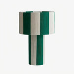 Carica l'immagine nella visualizzazione Galleria, Green and white striped woven shade table lamp on a white background