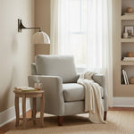 Bild in der Galerieansicht laden, Lumarys Schwenkarm-Wandleuchte – Skulpturale Leinen-Schirm Wandleuchte im organischen Stil für Wohn- oder Schlafzimmer