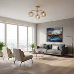 Load image into Gallery viewer, Elegant Brass Finish 3-Light Ceiling Lamp - Globe Semi Flush Light