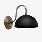Load image into Gallery viewer, Curva Metal Industrial Wall Sconce - Curved Brass Arm - Hammered Dome Light Fixture