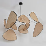 Afbeelding laden in galerijweergave, Rivana moderne gevlochten rotan kroonluchter – metalen bamboe pendellamp voor keukens en lounges N41