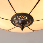 Charger l’image dans la visionneuse de la galerie, Lampe de plafond en vitrail artisanale TF Ingram – Lumière Tiffany vintage Art déco pour salle à manger