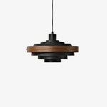 Charger l'image dans la visionneuse de la galerie, Suspension contemporaine à étages Layervelle – Lampe suspendue sculpturale en bois et métal pour salon