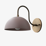 Load image into Gallery viewer, Curva Metal Industrial Wall Sconce - Curved Brass Arm - Hammered Dome Light Fixture