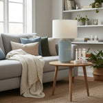 Afbeelding laden in galerijweergave, Ceruna minimalistische keramische tafellamp - keramische voet met een linnen lampenkap