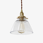 Cargar imagen en el visor de la Galería, Brass glass pendant light on a clean white background