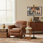 Afbeelding laden in galerijweergave, TF Sullivan Tiffany Vloerlamp - Bloemmotief Gebrandschilderd Glas Ontwerp voor Studie of Woonkamer