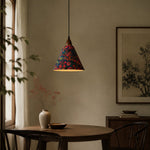 Carica l'immagine nella visualizzazione Galleria, Gold foil floral pendant in softly lit dining room