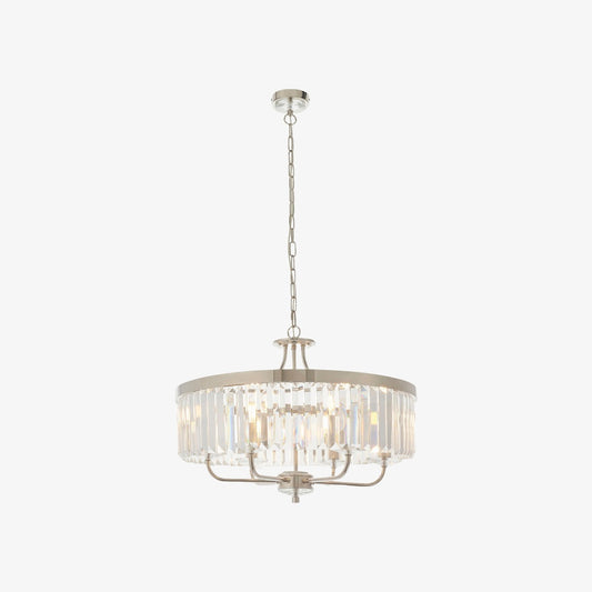 Beveline 6-Lichts Ronde Hanglamp - Geslepen Glazen Lampenkappen Elegant Metalen Frame voor Eetkamer Keukeneiland