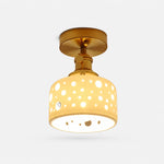 Cargar imagen en el visor de la Galería, Flush mount dot ceramic ceiling light with brass canopy