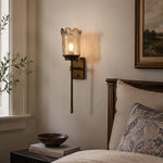 Cargar imagen en el visor de la Galería, Vintage brass wall sconce installed beside a bedroom wall