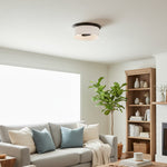 Cargar imagen en el visor de la galería, Lámpara de techo empotrada Roven con cúpula de vidrio opalino - Diseño elegante para dormitorio y sala de estar