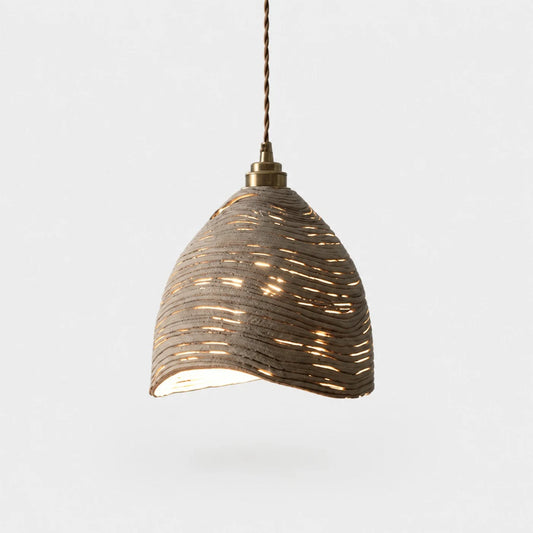 Bell shade wooden pendant light
