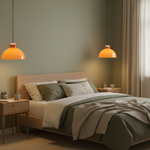 Load image into Gallery viewer, Glebe Glossy Glass Dome Pendant Lamp – Industrial Orange Hanging Light for Kitchen and Dining Room