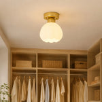 Bild in die Galerieansicht laden, Milk glass flower ceiling light in a small dressing room