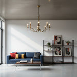 Cargar imagen en el visor de la Galería, Candelabro de Latón y Níquel Tela – Lámpara Elegante de Múltiples Luces para Vestíbulos y Cocinas