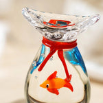 Załaduj obraz do przeglądarki galerii, Close detail of rounded glass goldfish ornament rim