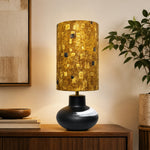 Load image into Gallery viewer, Handcrafted Speckled Fabric Shade Ceramic Table Lamp