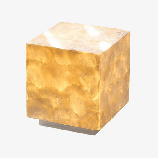 Lámpara de mesa Beamira de mica y concha – Luz de acento moderna con pantalla cuadrada para dormitorio
