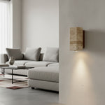 Afbeelding laden in galerijweergave, Slivara Natuurlijke Steen Achterplaat met Warme Amber Kap - Vintage Moderne Slivara Wandlamp voor Woonkamer