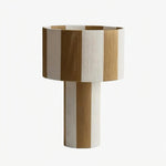 Carica l'immagine nella visualizzazione Galleria, Apricot and white striped woven shade table lamp on a white background